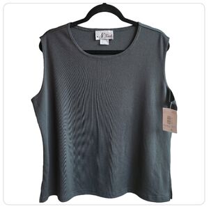 Ivy Green Shell Tank by N Touch Sleeveless Blouse Size XL NWT